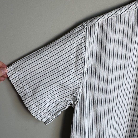 Levi's Vintage Orange Tab Men's Striped Short Sleeve Cotton Shirt White/Gray Lg - Picture 4 of 14